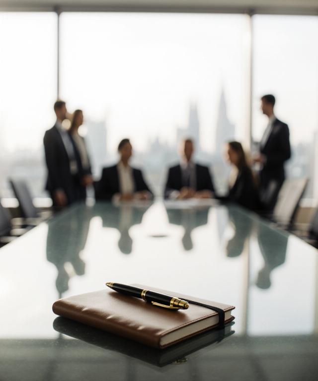 Refined professional office environment showing strategic collaboration